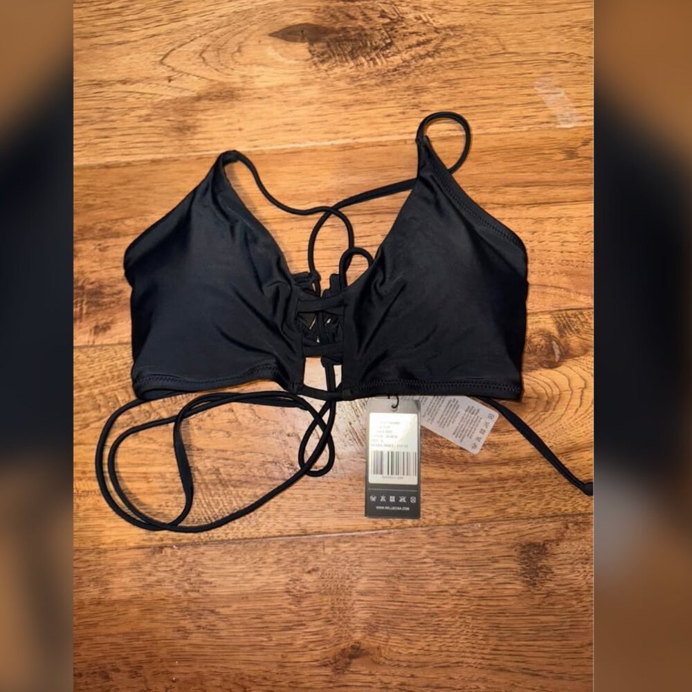Relleciga Bikini Top Black Size L NWT